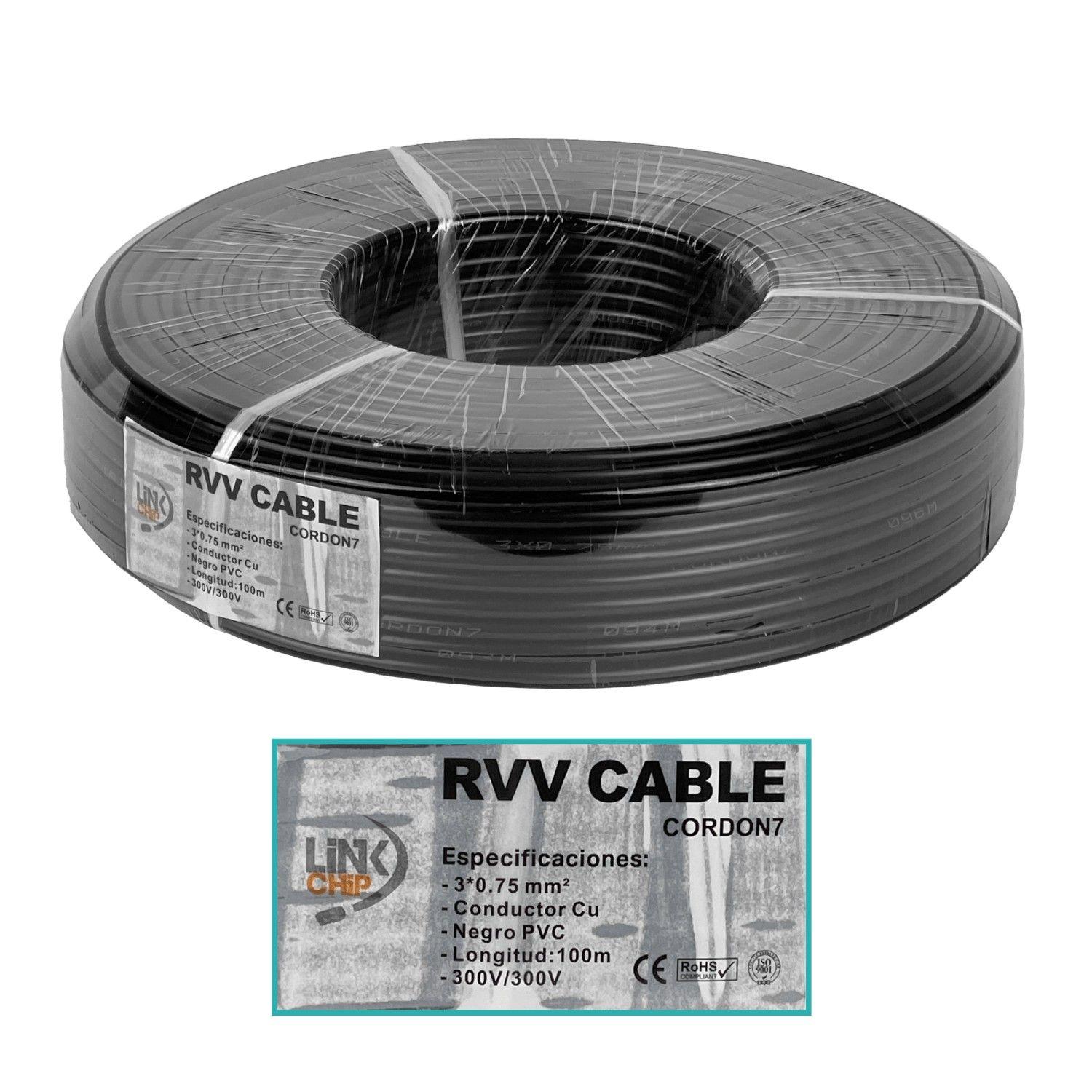Cable eléctrico RVV 3x0,75 mm 100 m 4-6 A PVC negro-3