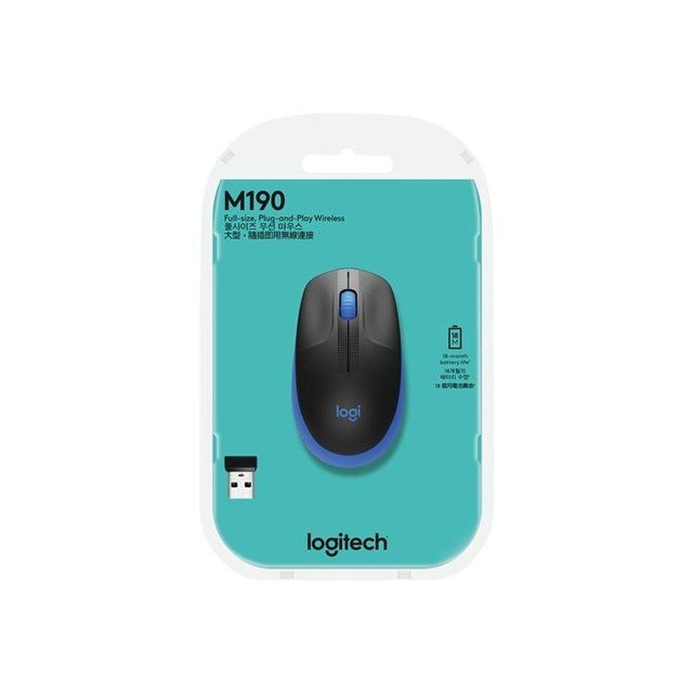 Mouse inalámbrico Logitech M190 1000 DPI compacto negro/azul-4