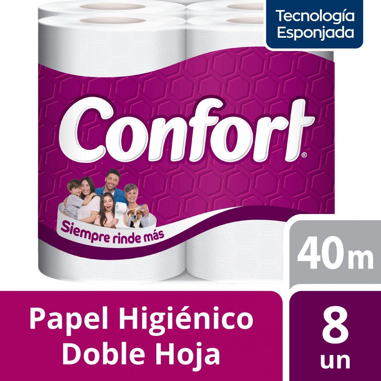Papel higiénico Confort súper doble hoja 8 rollos 40 m-2