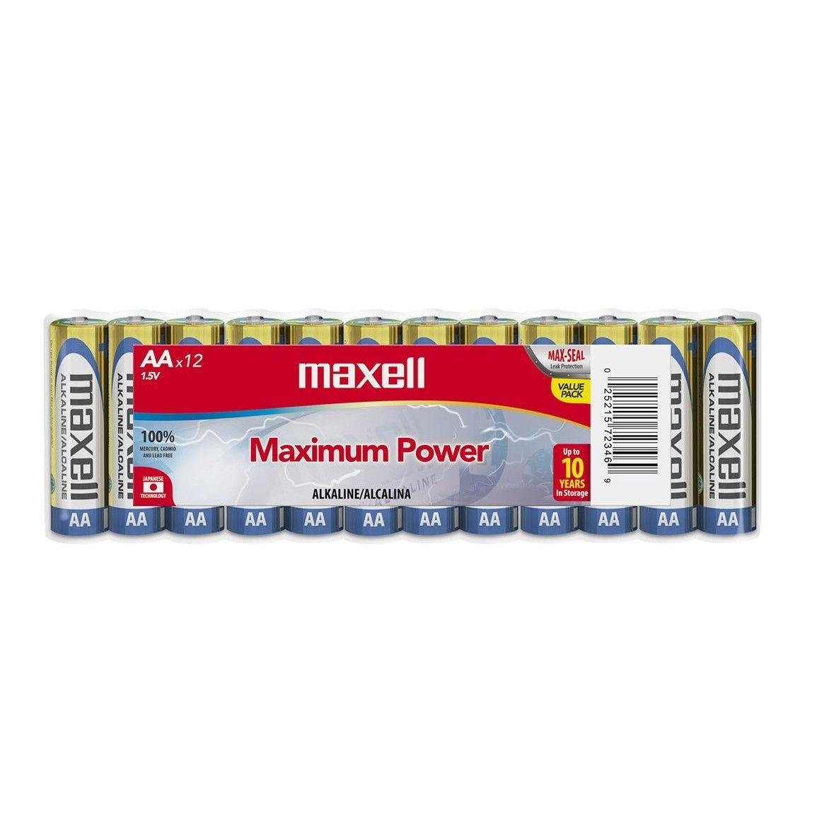 Pilas alcalinas Maxell AA 12 unidades-0