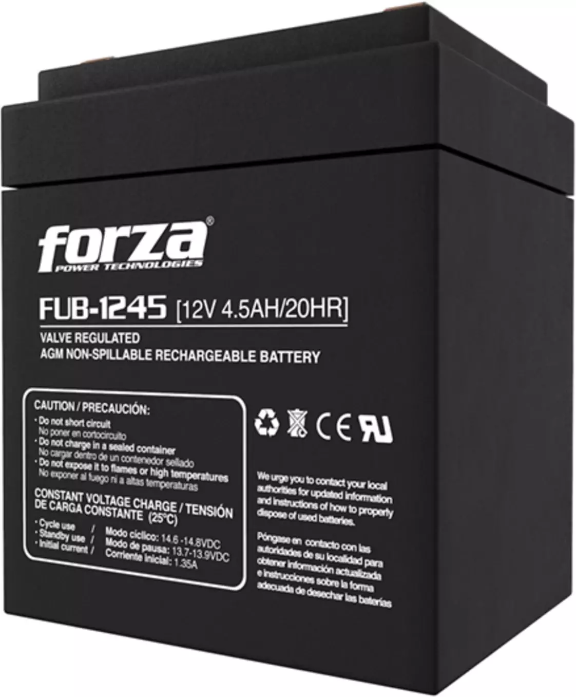 Batería Forza FUB-1245 12V 4.5Ah plomo-ácido sellada-2
