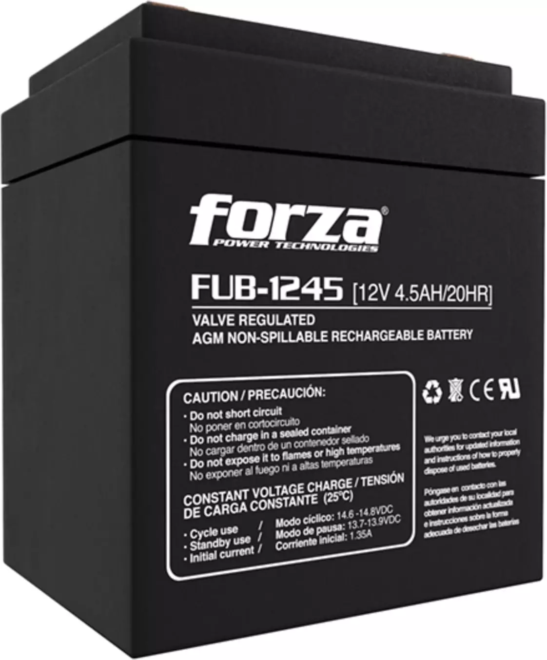 Batería Forza FUB-1245 12V 4.5Ah plomo-ácido sellada-4