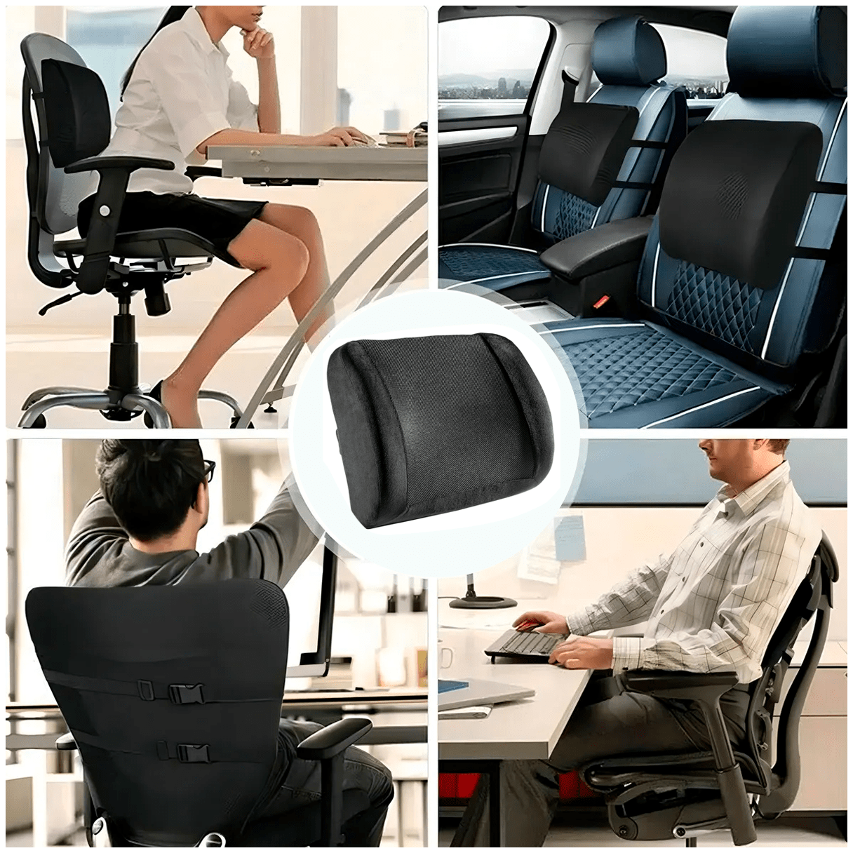 Cojín Offiline respaldo lumbar ergonómico negro-3