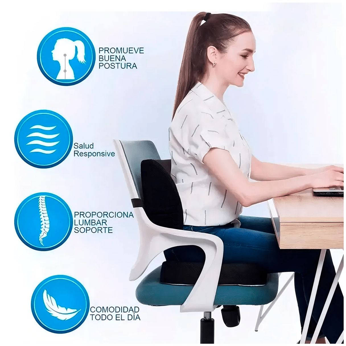 Cojín Offiline respaldo lumbar ergonómico negro-5
