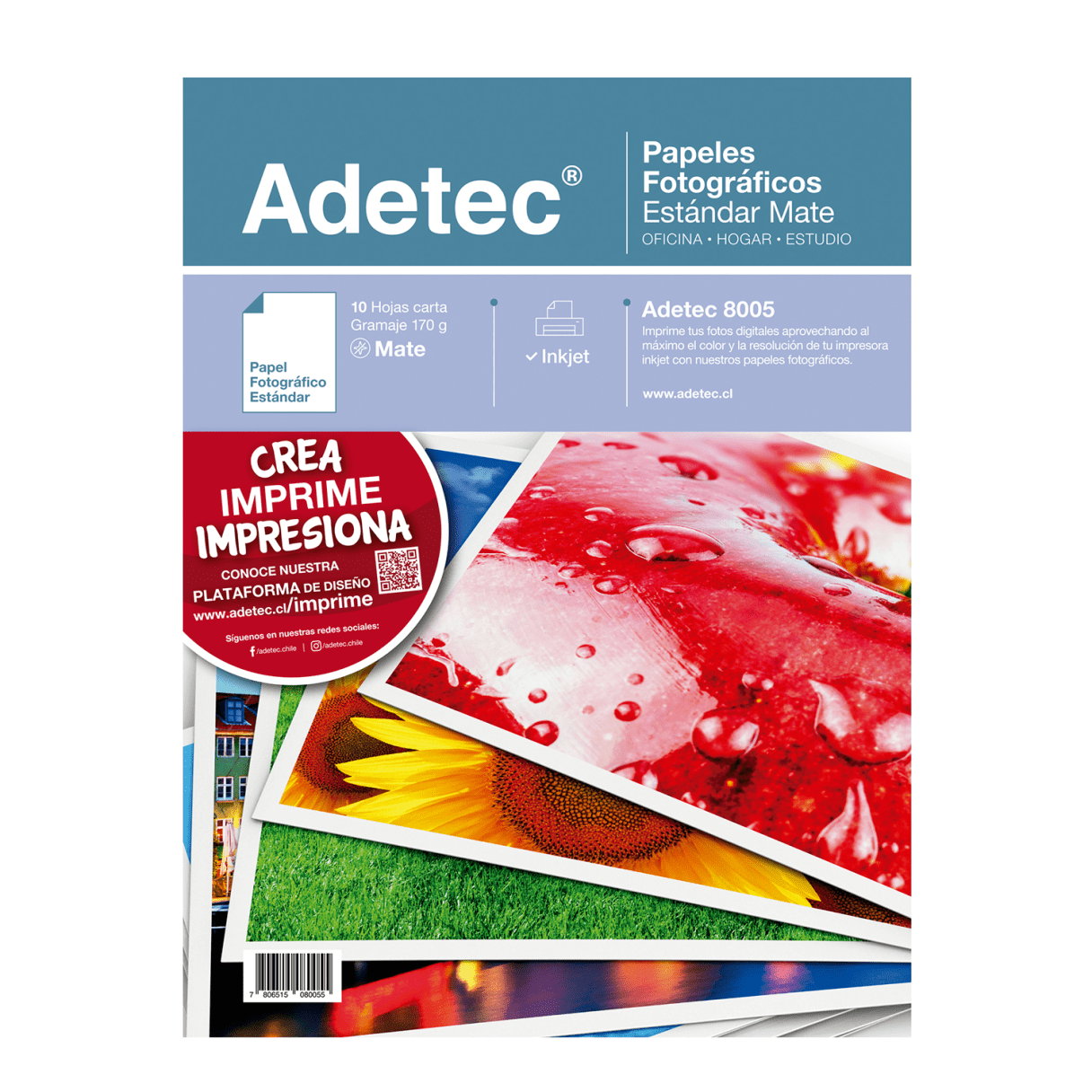 Papel fotográfico Adetec mate Inkjet carta 170 g 10 hojas-1