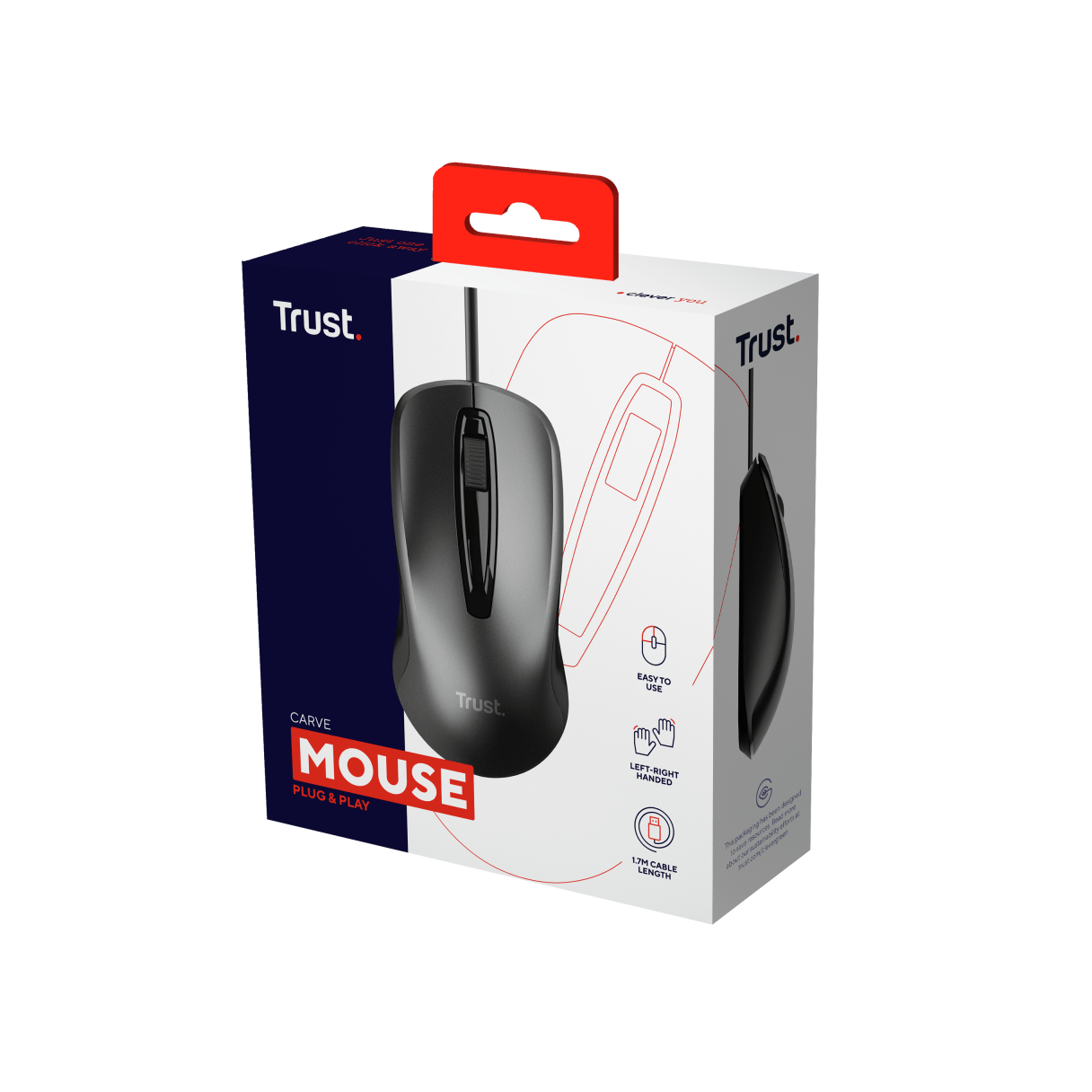 Mouse Trust Curvo Alámbrico ambidiestro negro-3