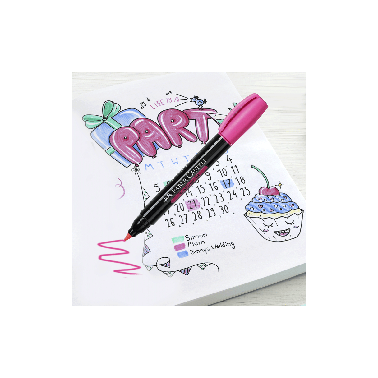 Destacador Faber-Castell Texmarket 49 punta biselada rosado-2