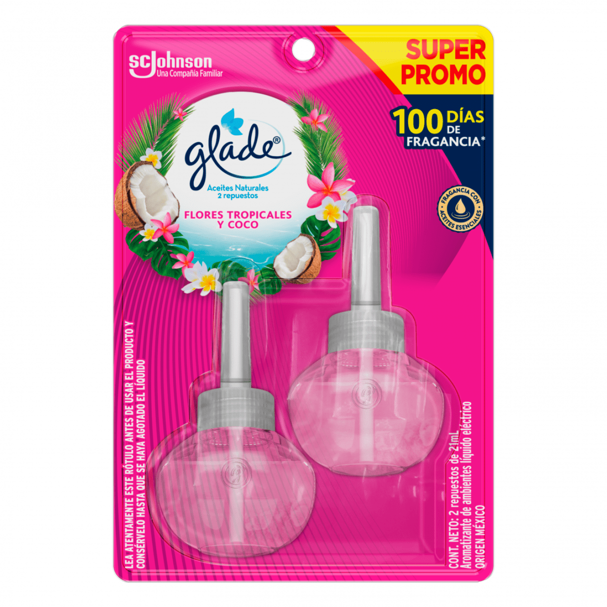 Repuesto desodorante ambiental Glade Flores Tropicales y Coco 2 unidades-1