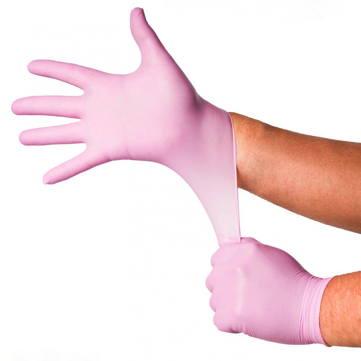 Guantes examinador Top Safe nitrilo talla L 100 unidades rosado-1