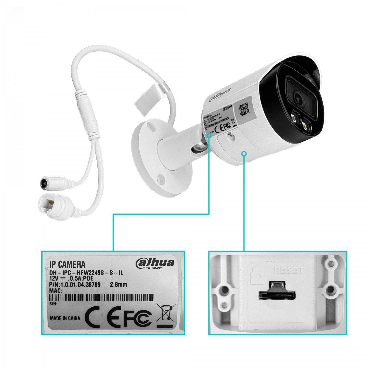 Cámara de seguridad Dahua HFW2249SP 2 MP fija 2,8 mm PoE IR 30 m IP67-5