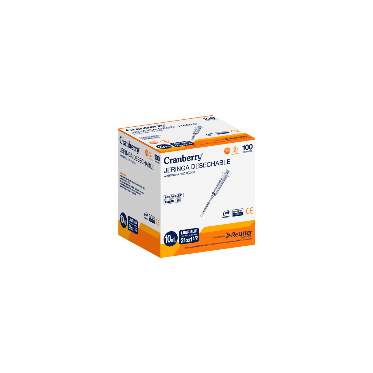 Jeringa Cranberry Luer Slip 21 g 10 ml 100 unidades-1