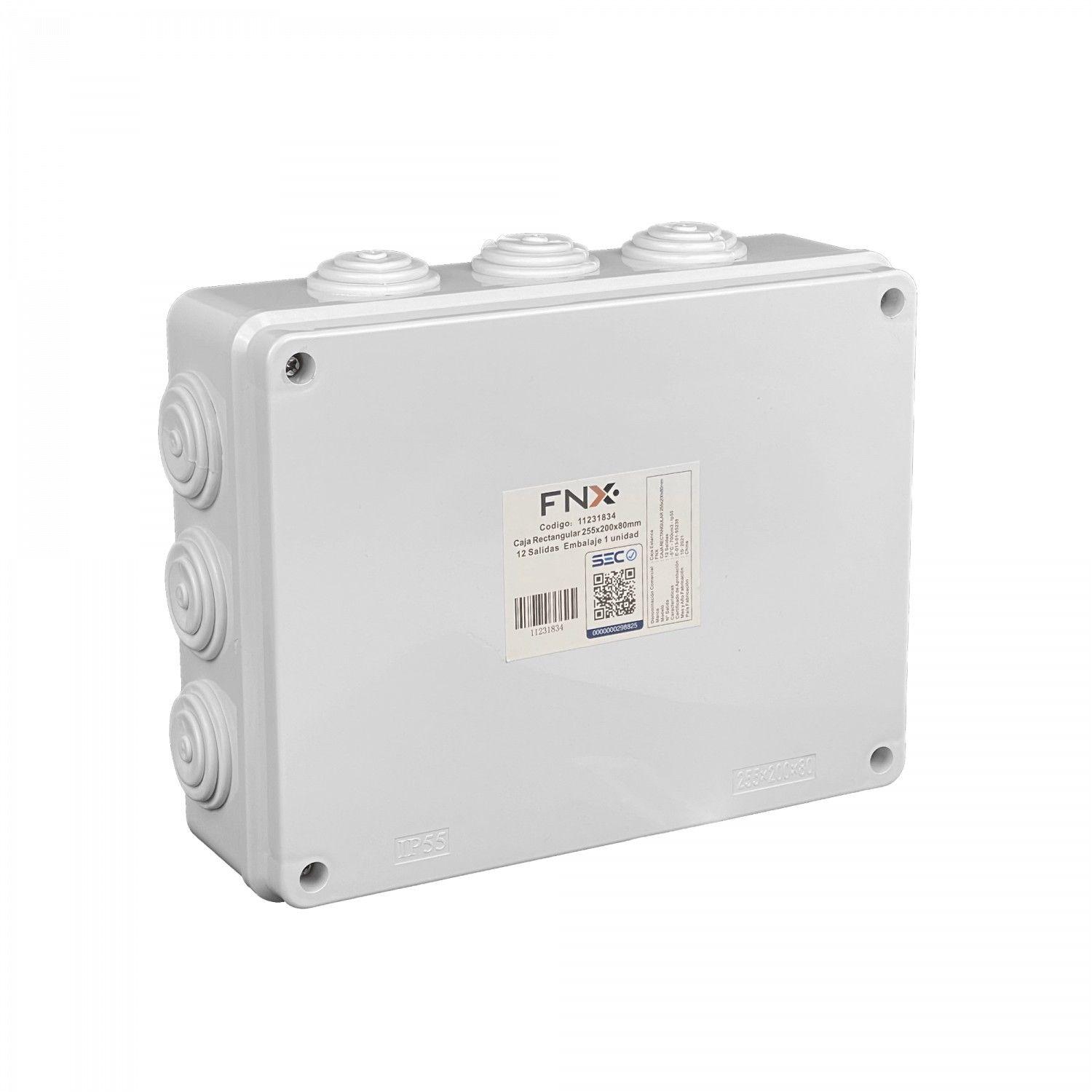 Caja estanca 255x200x80 mm IP55 con 12 conos y 4 tornillos blanca-1
