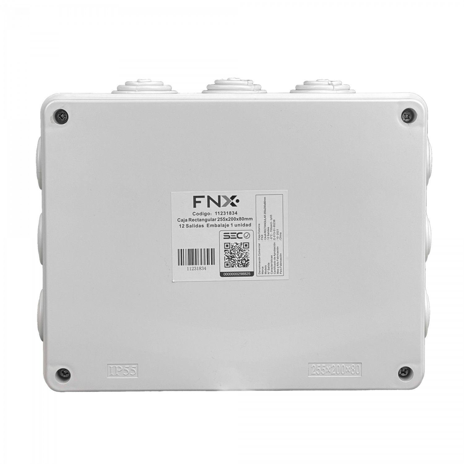 Caja estanca 255x200x80 mm IP55 con 12 conos y 4 tornillos blanca-3
