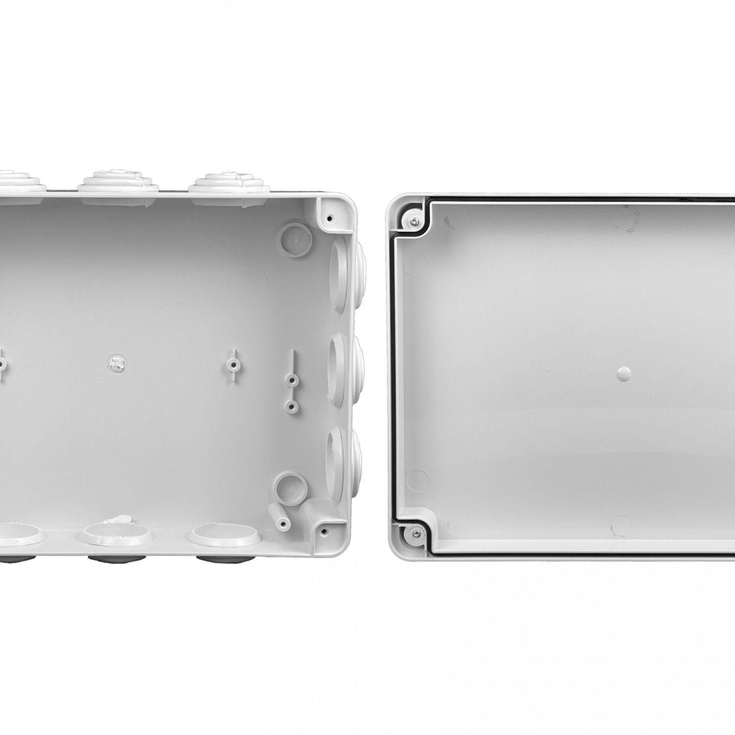 Caja estanca 255x200x80 mm IP55 con 12 conos y 4 tornillos blanca-4