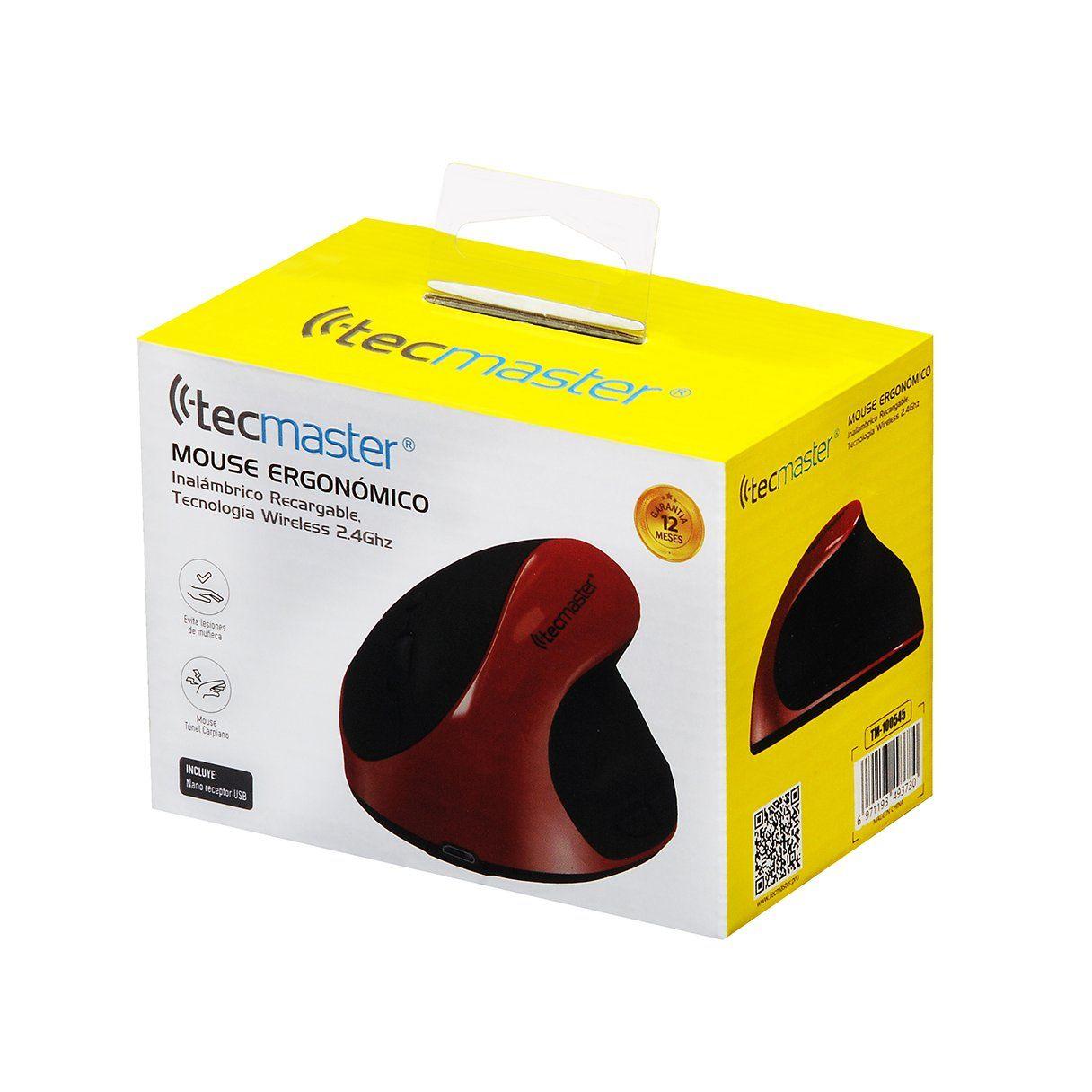 Mouse inalámbrico vertical Tecmaster recargable negro-4