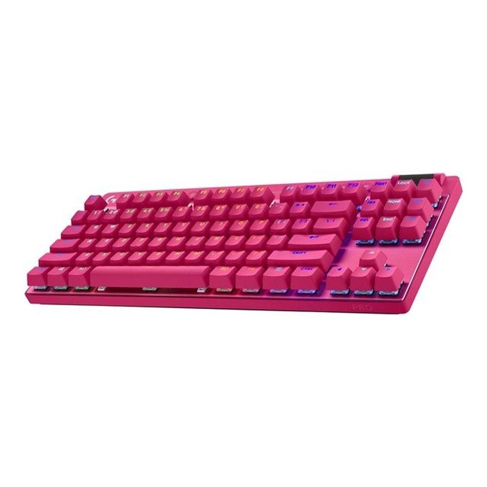 Teclado gamer Logitech G PRO X TKL inalámbrico rosado-0