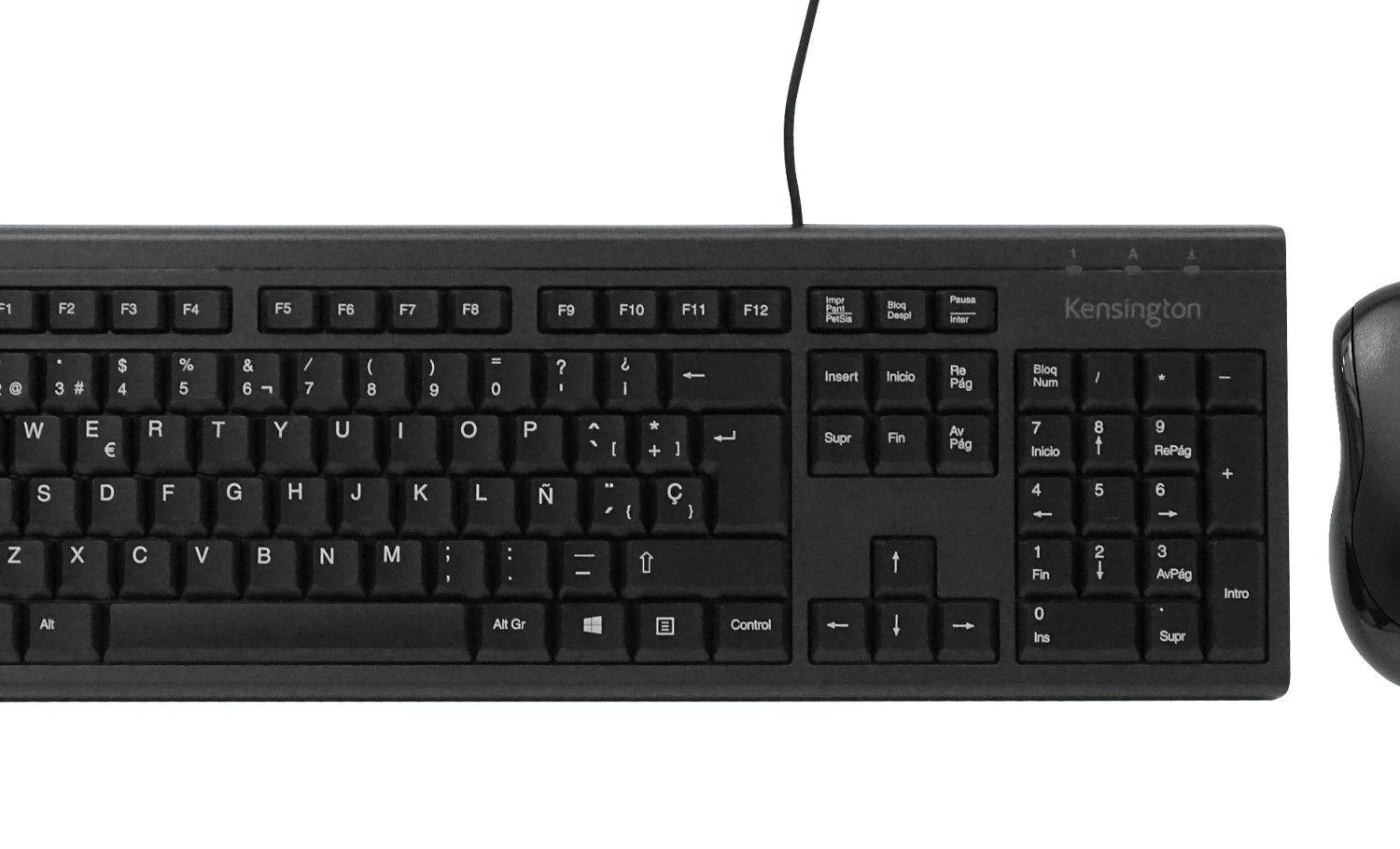 Teclado y mouse Kensington cable resistente antiderrames USB negro-2