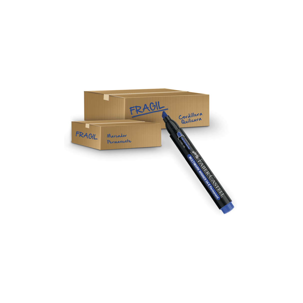 Marcador permanente Faber Castell 54 punta biselada azul-2