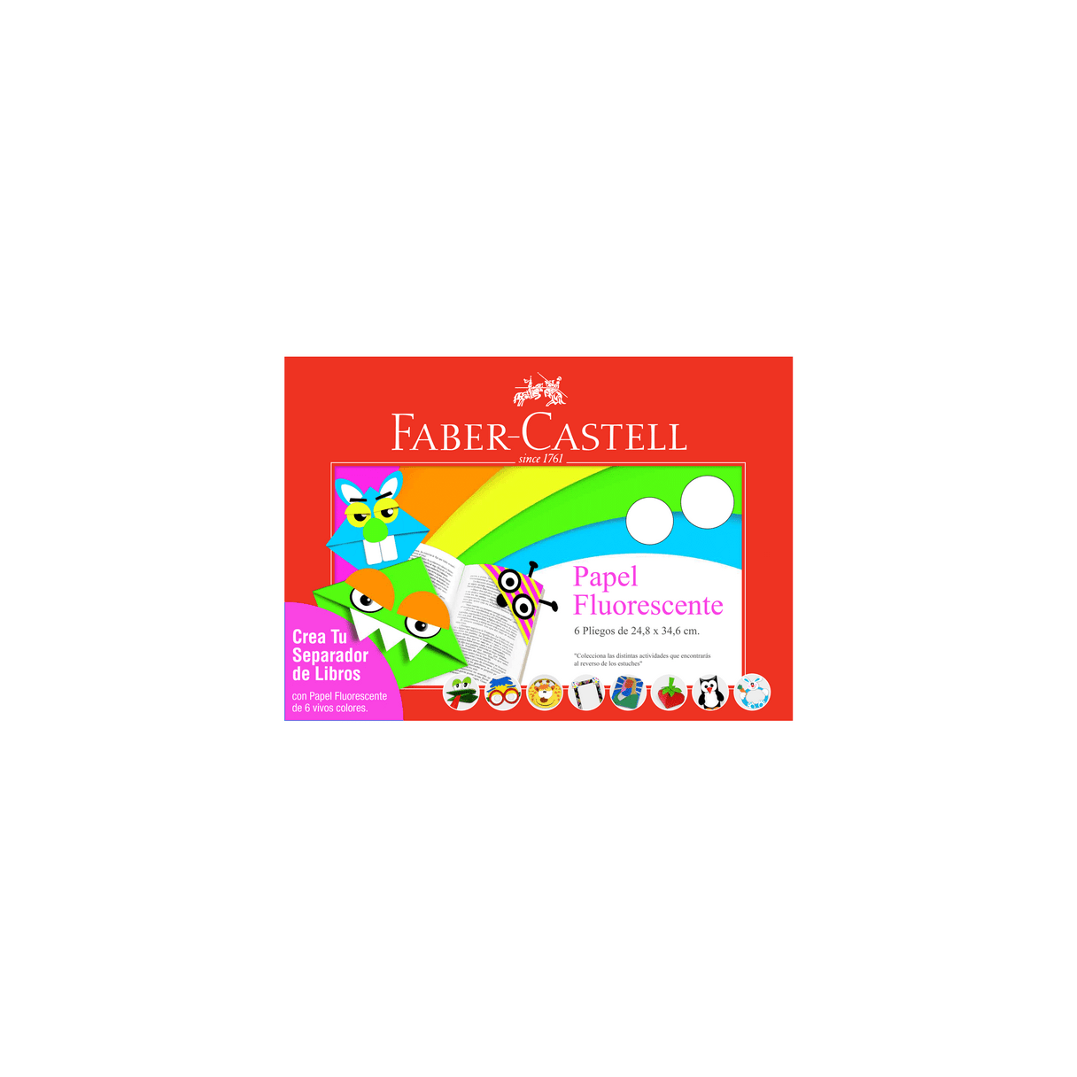 Papel lustre Faber-Castell fluorescente surtido 6 pliegos 24,8x34,6 cm-0