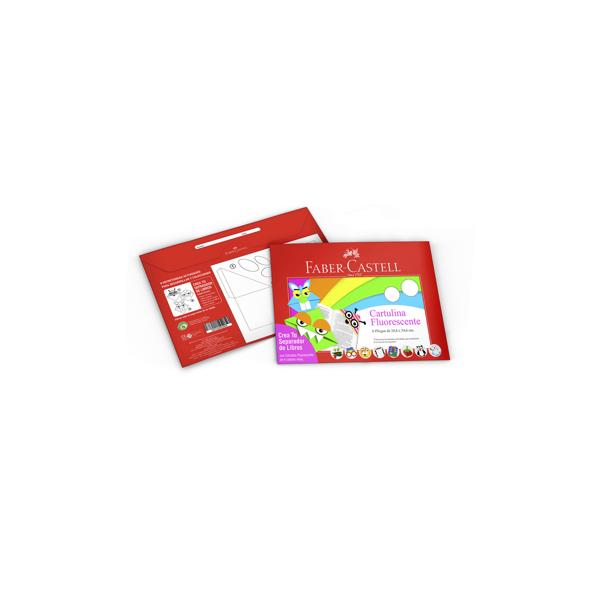 Papel lustre Faber-Castell fluorescente surtido 6 pliegos 24,8x34,6 cm-2