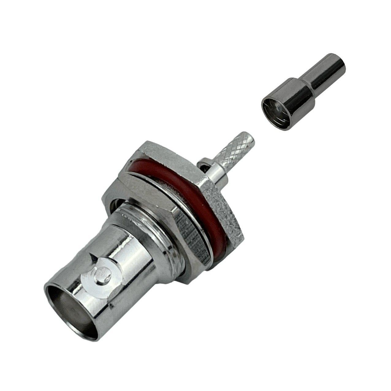 Conector BNC hembra RG316 13 mm diámetro panel crimpeable coaxial-0