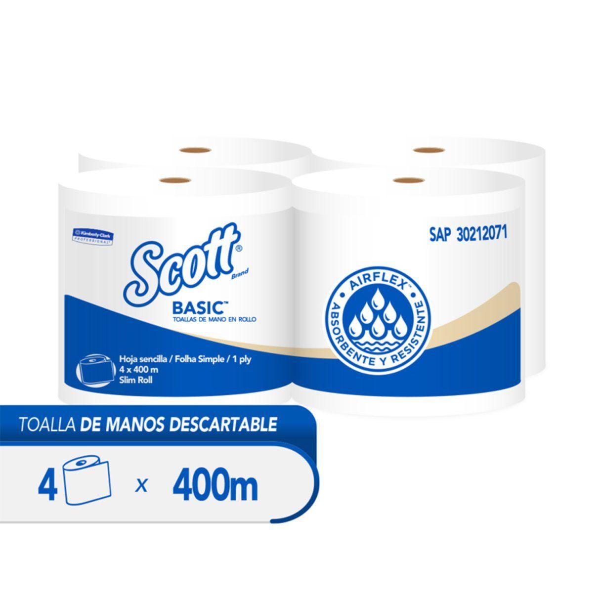 Toalla de papel Scott Jumbo 4 rollos 400 m hoja simple-1