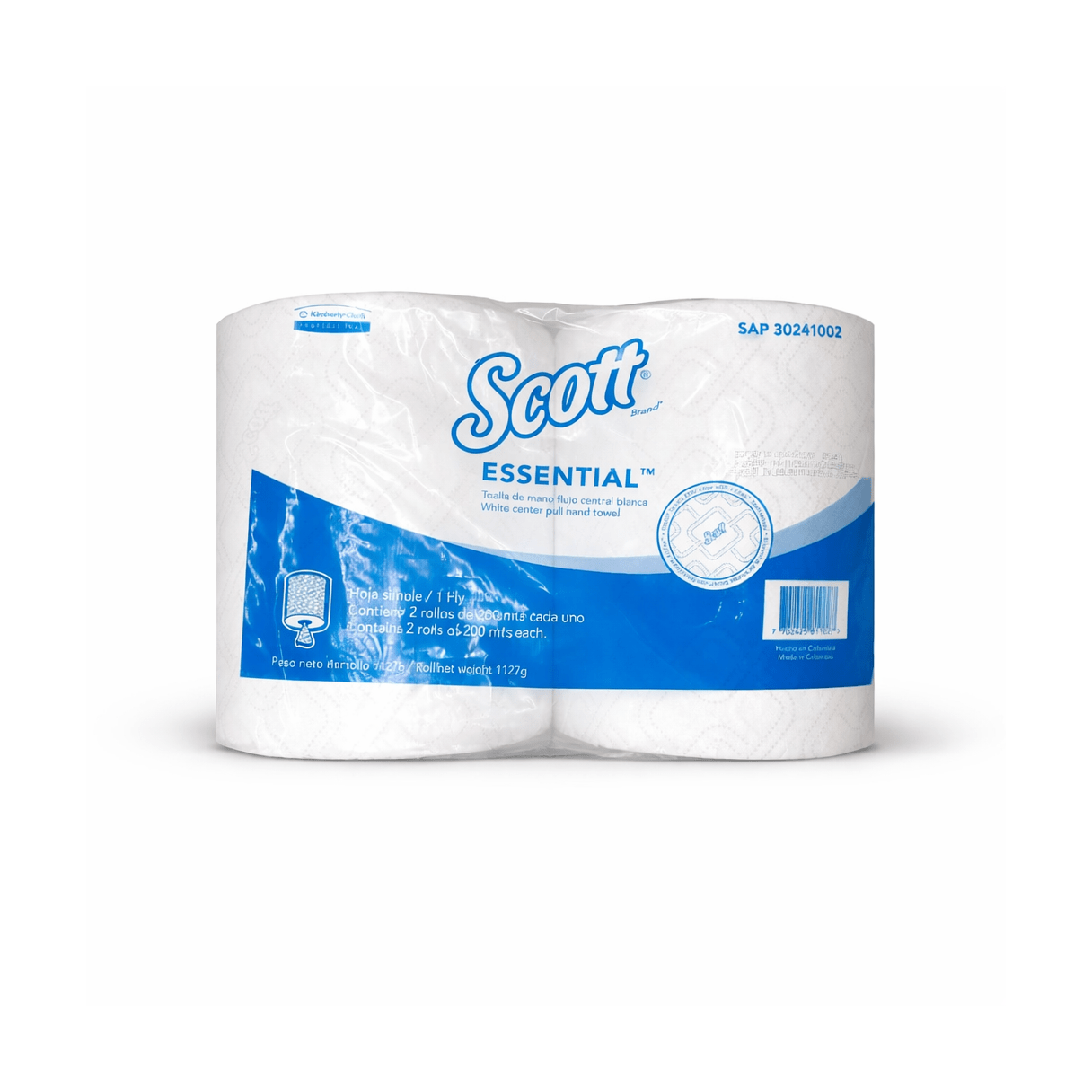 Toalla de papel Scott Essential 2 rollos 200 m hoja simple-0