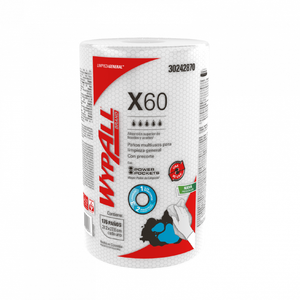 Paño de limpieza Wypall X60 176 paños-0