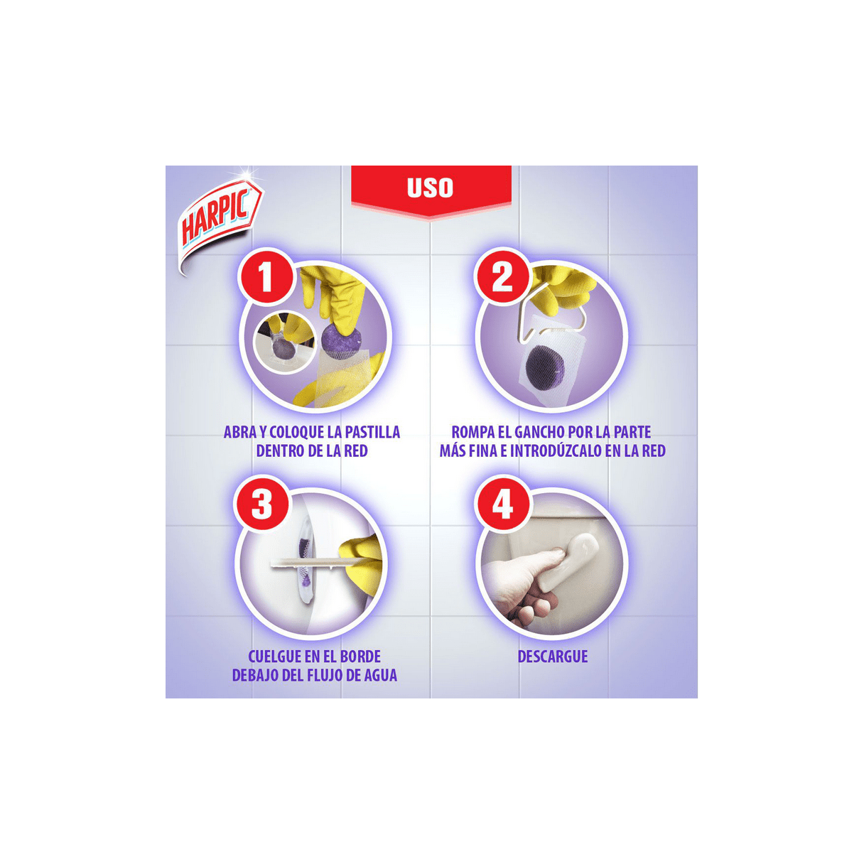 Limpiador adhesivo Harpic Lavanda 27 g 3 unidades-3