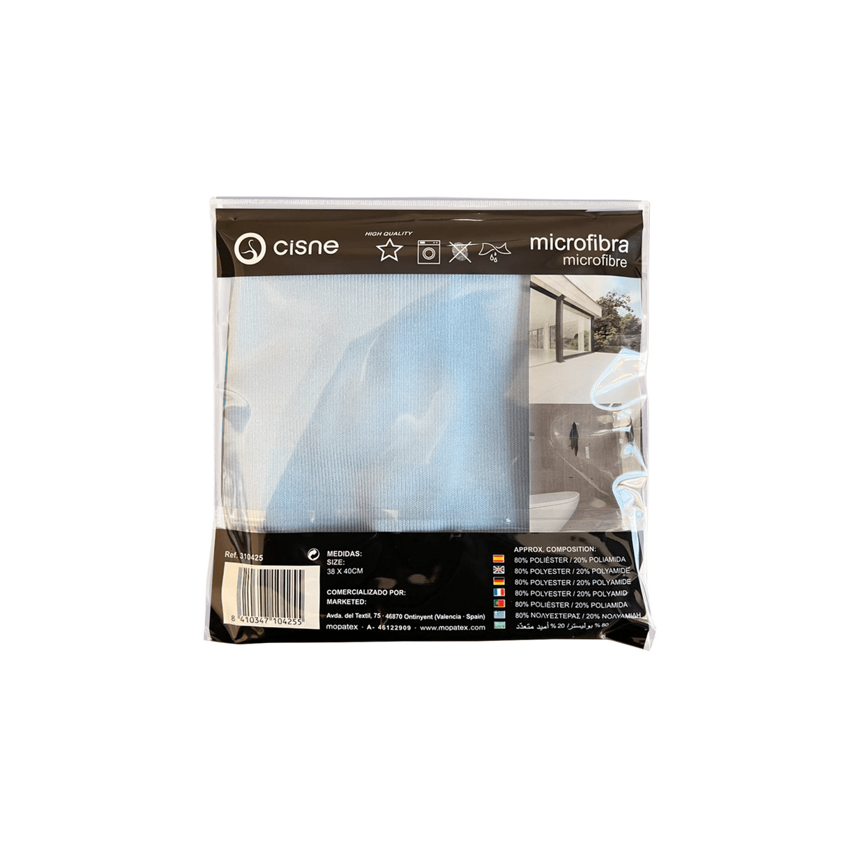 Paño de microfibra Cisne para cristales 38x40 cm celeste-1
