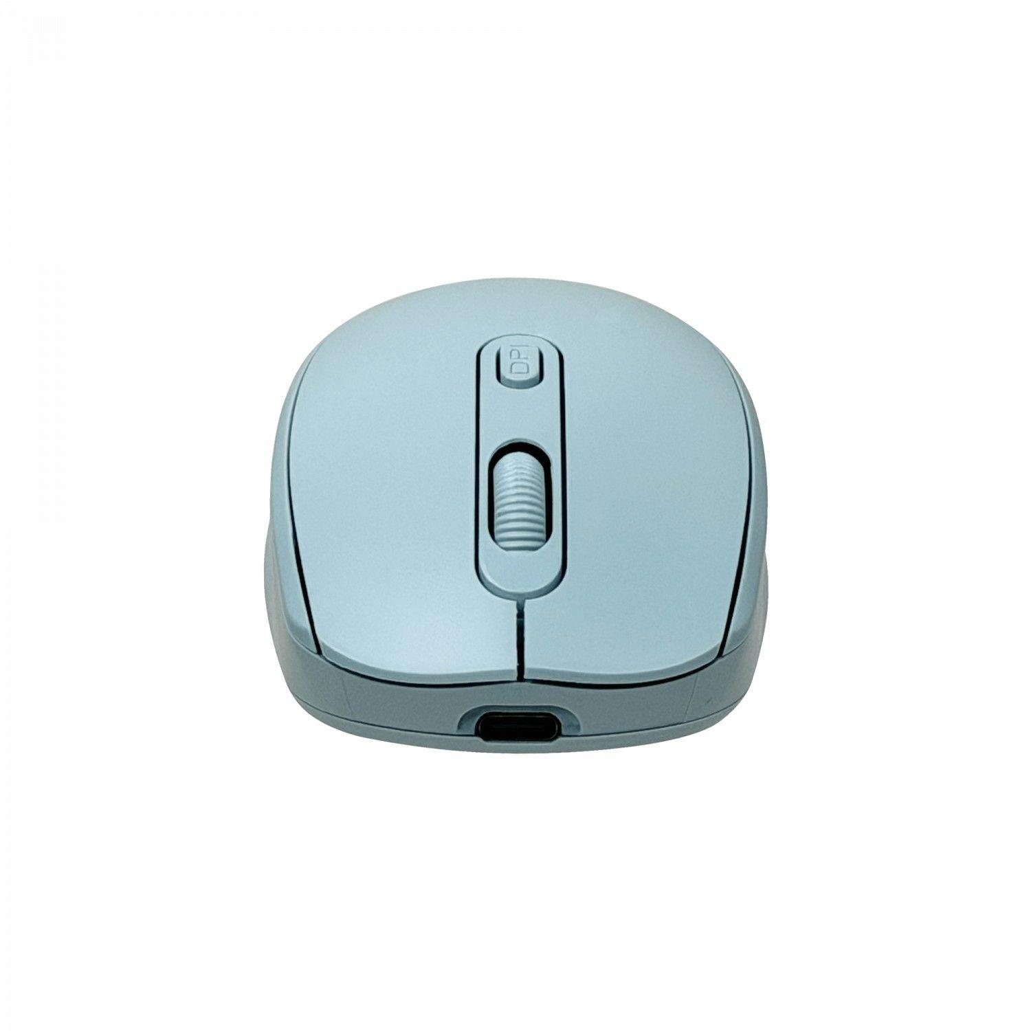Mouse inalámbrico USB 2,4 GHz con batería interna recargable celeste-1