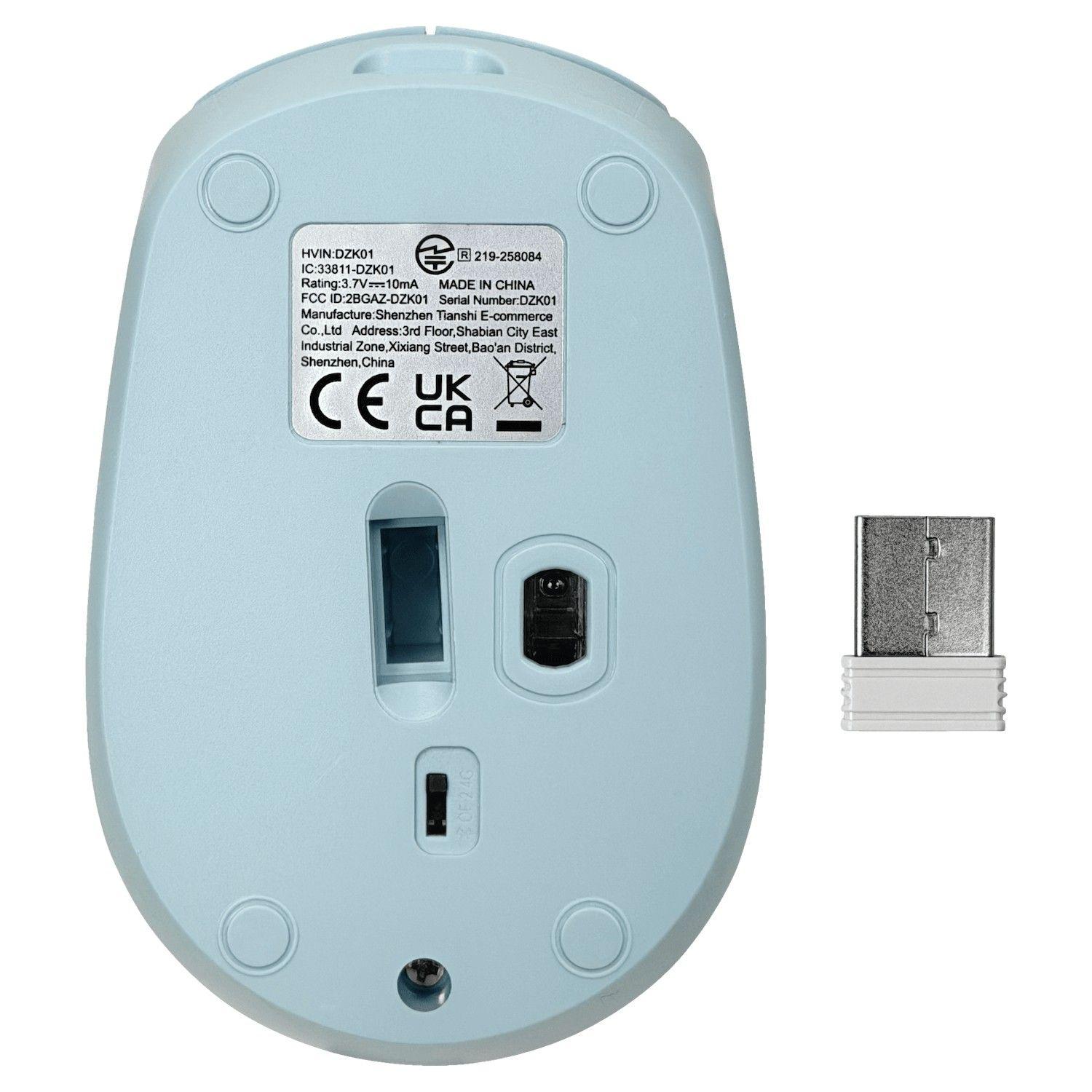 Mouse inalámbrico USB 2,4 GHz con batería interna recargable celeste-3