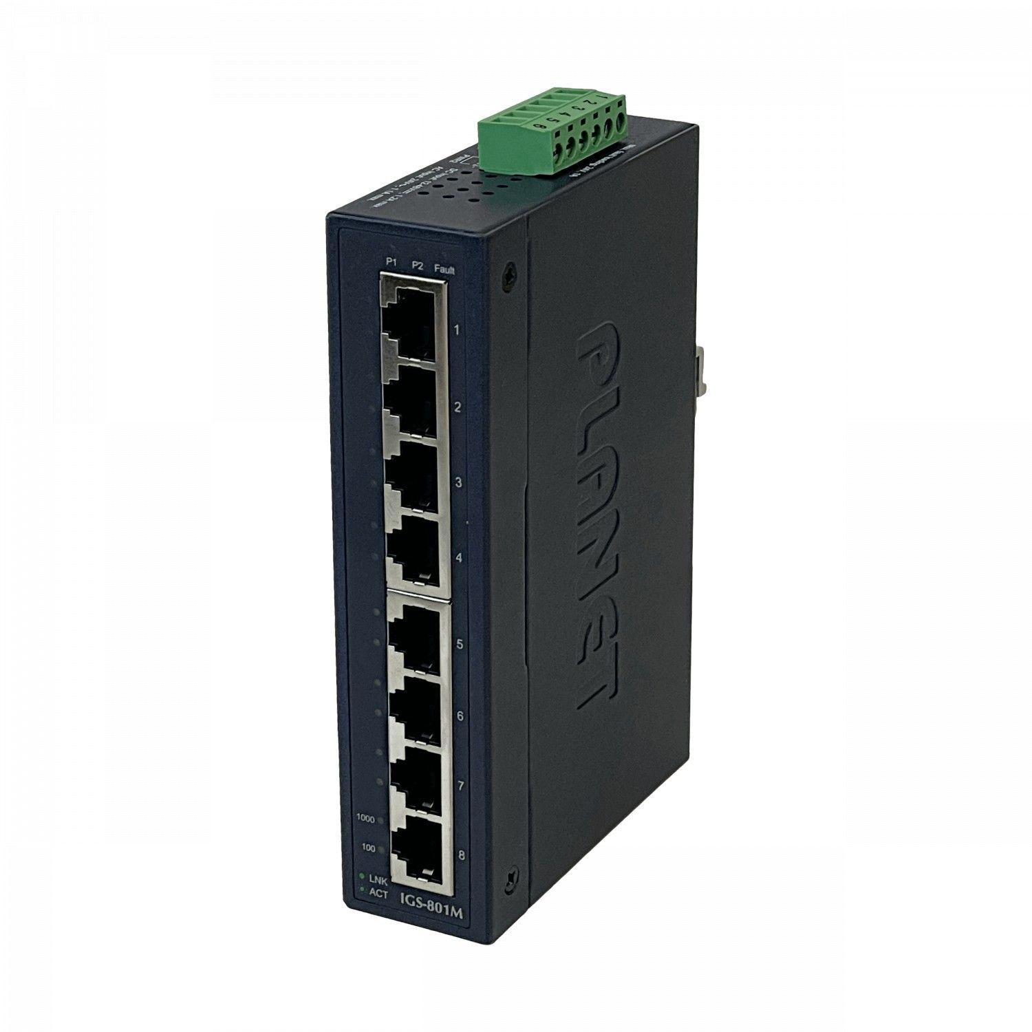 Switch industrial Planet IGS-801M Gigabit riel DIN 12-48 VDC-0