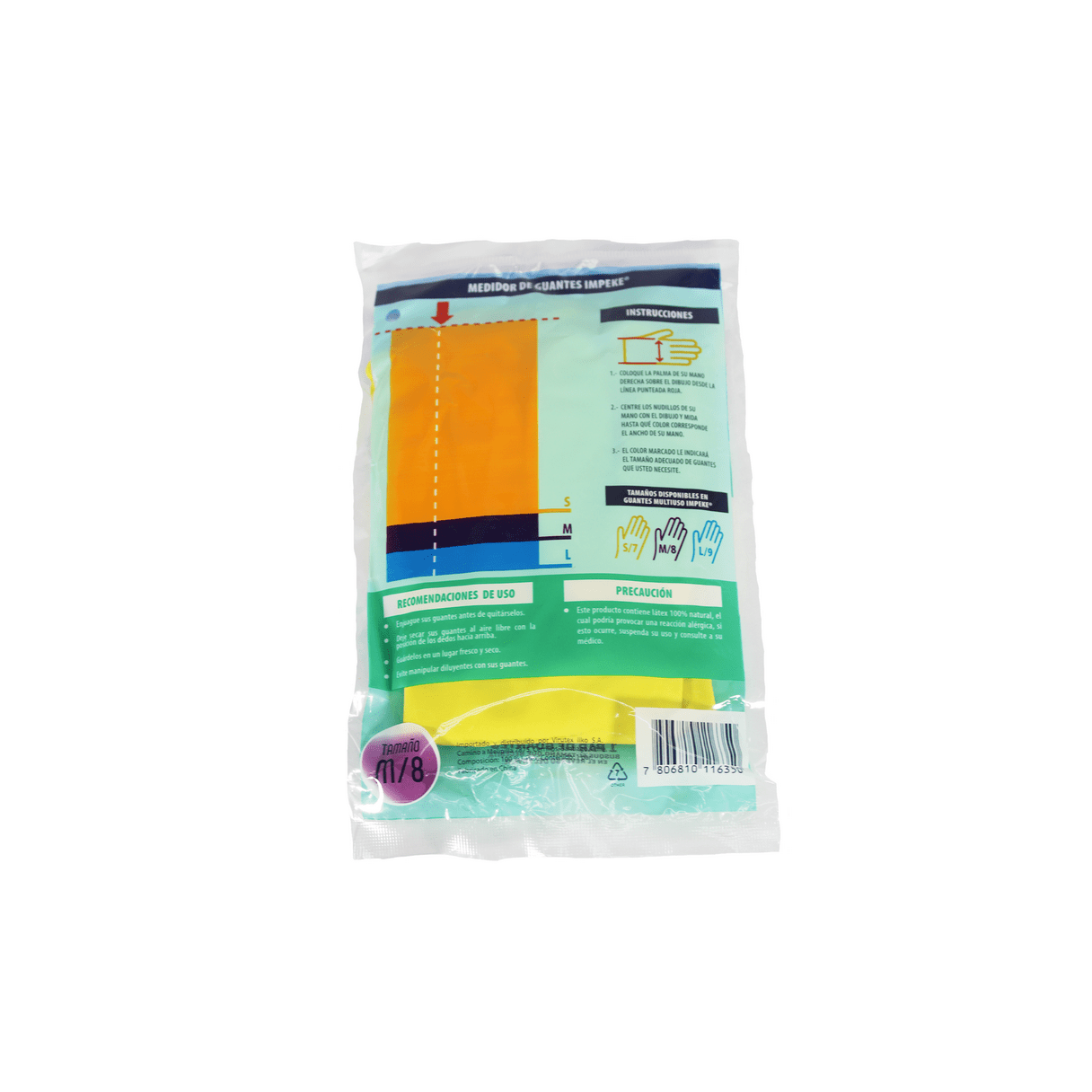 Guantes de látex Impeke multiuso talla M color amarillo-1