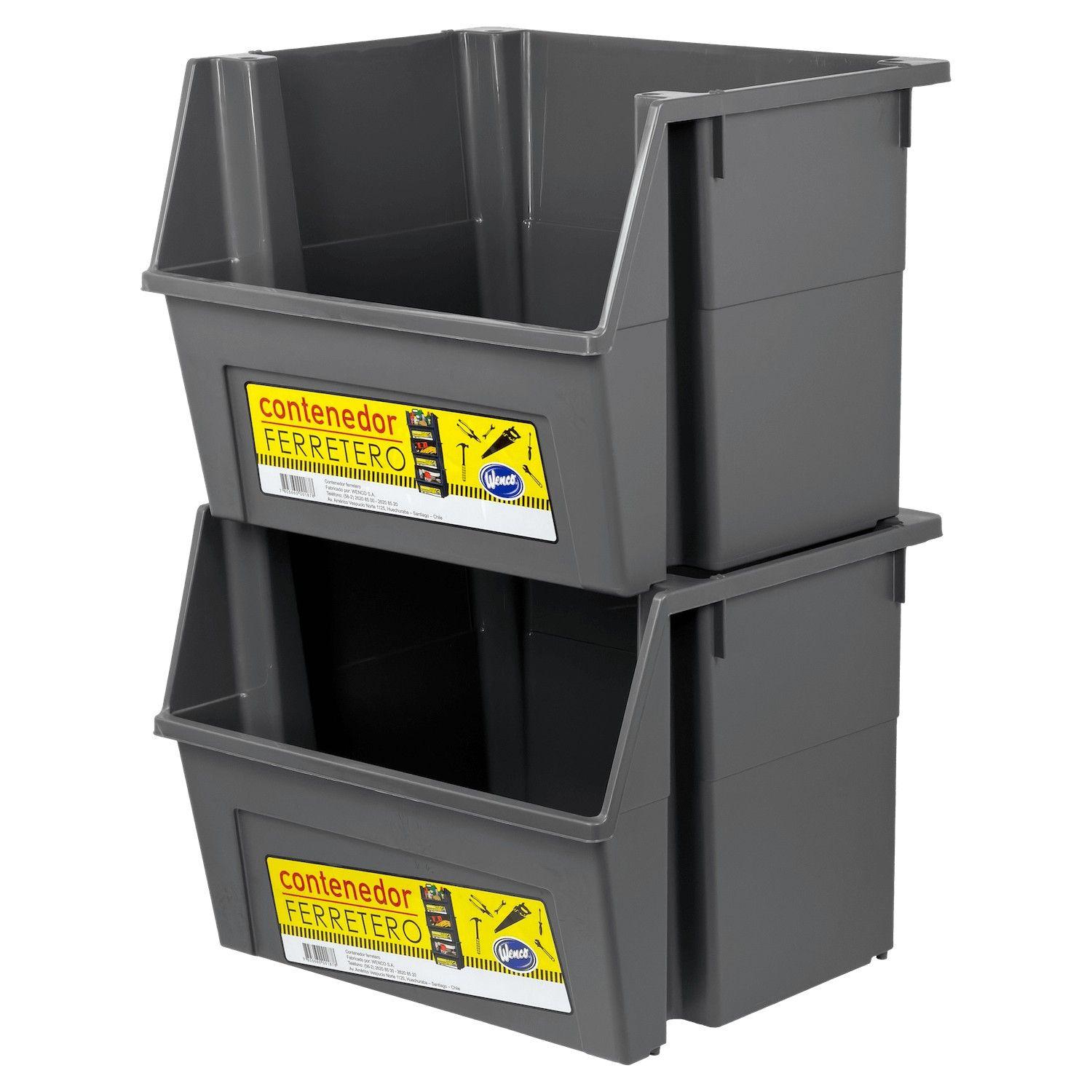 Gaveta apilable Wenco 40x45 cm altura 34 cm color gris-4