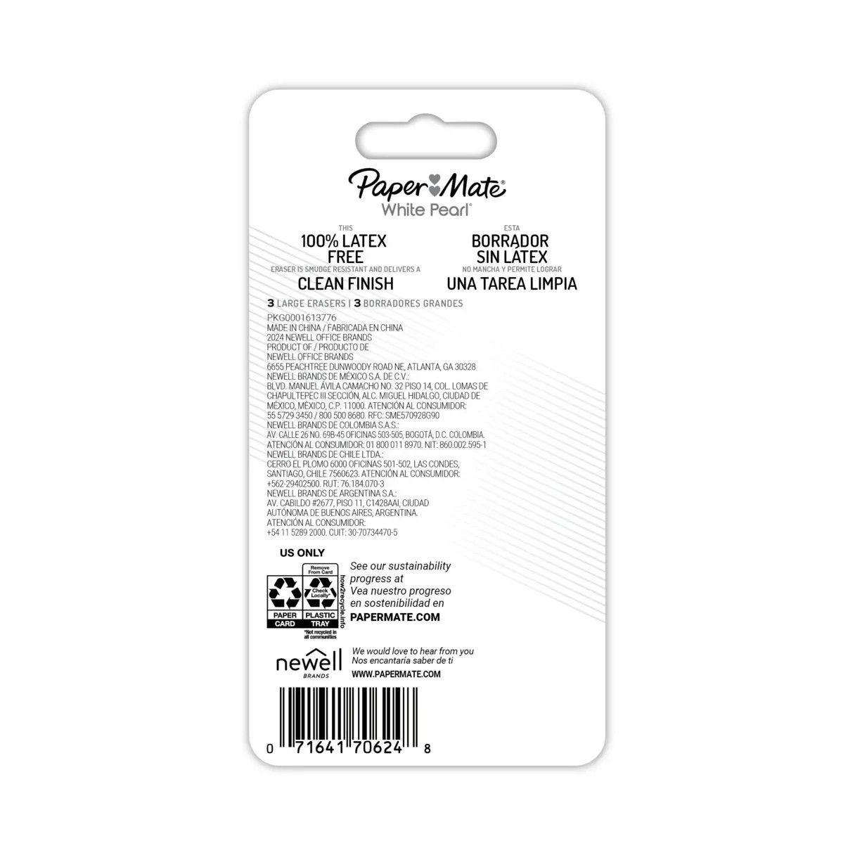 Goma de borrar Paper Mate White Pearl 3 unidades-2