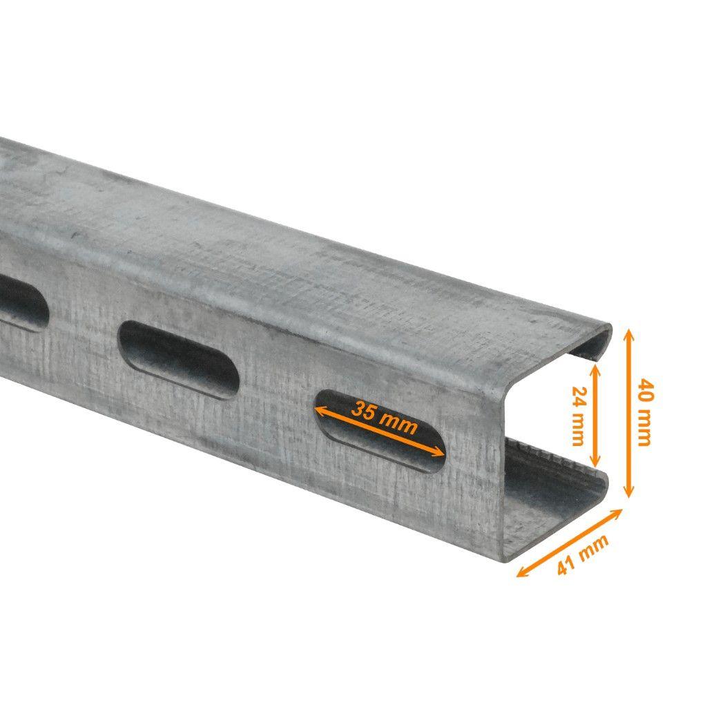 Perfil Strut 41x41x1,2 mm perforado 1 m fierro-2