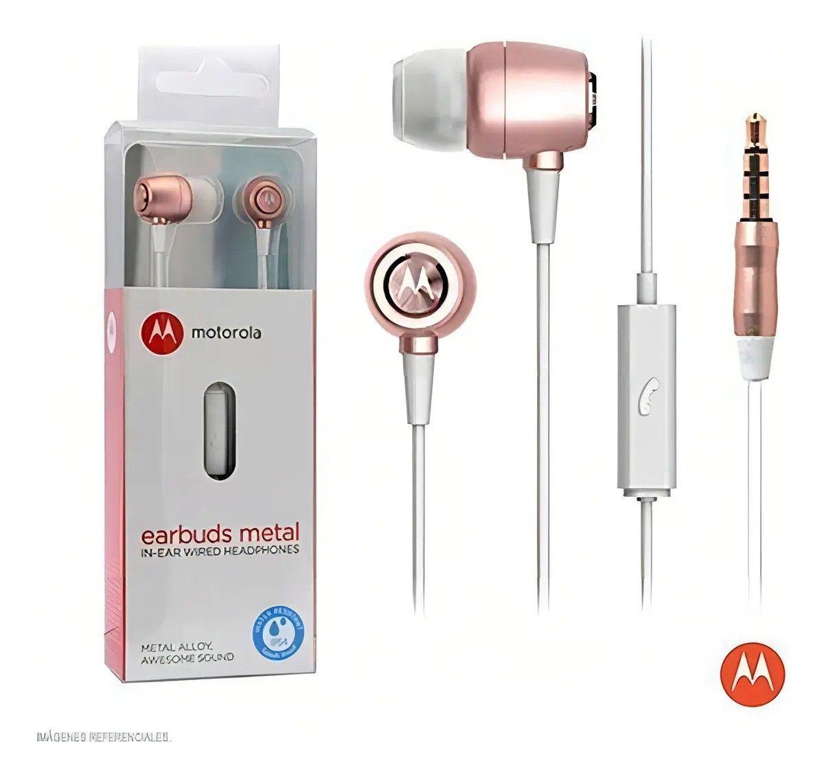 Audífono Motorola SH009 RG earbuds metálicos rosados-0