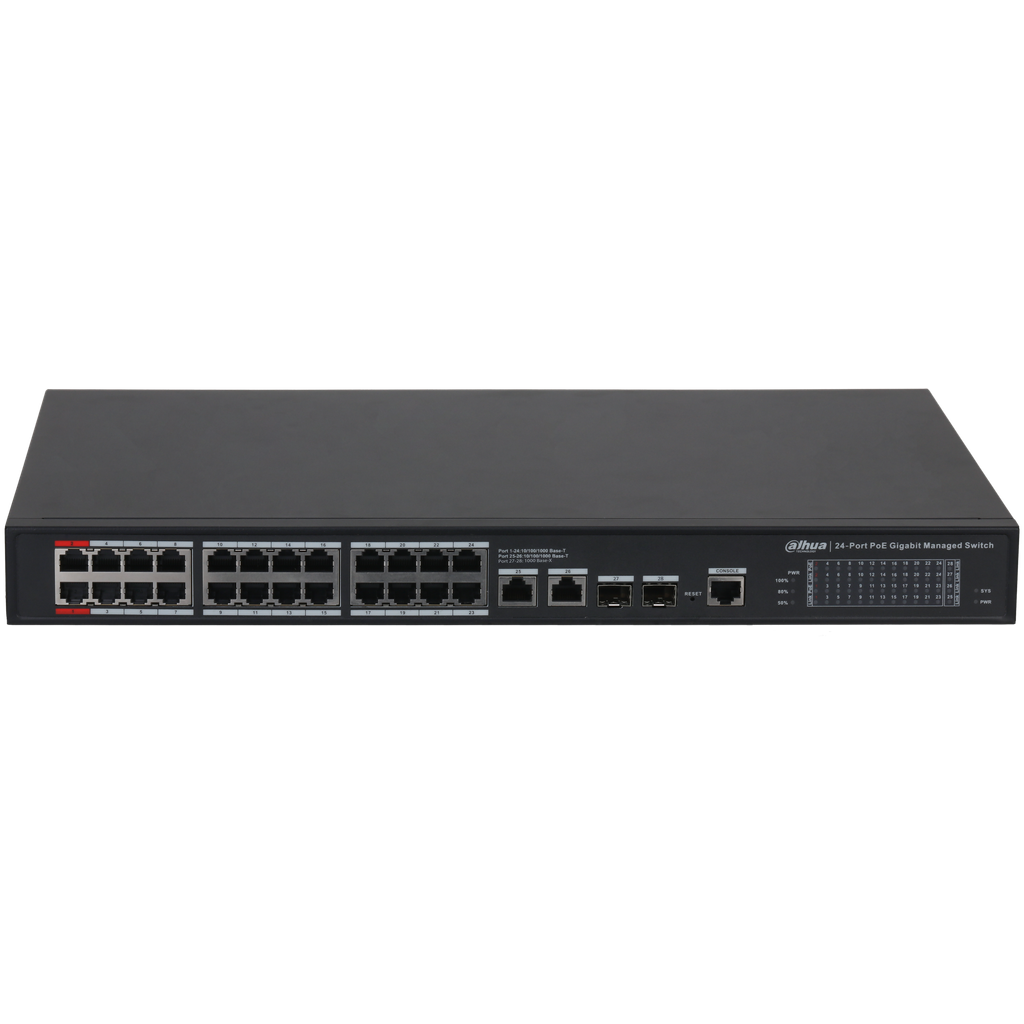 Switch Dahua DH-S4228-24GT-240 24 puertos GE PoE 2 puertos GE SFP-0