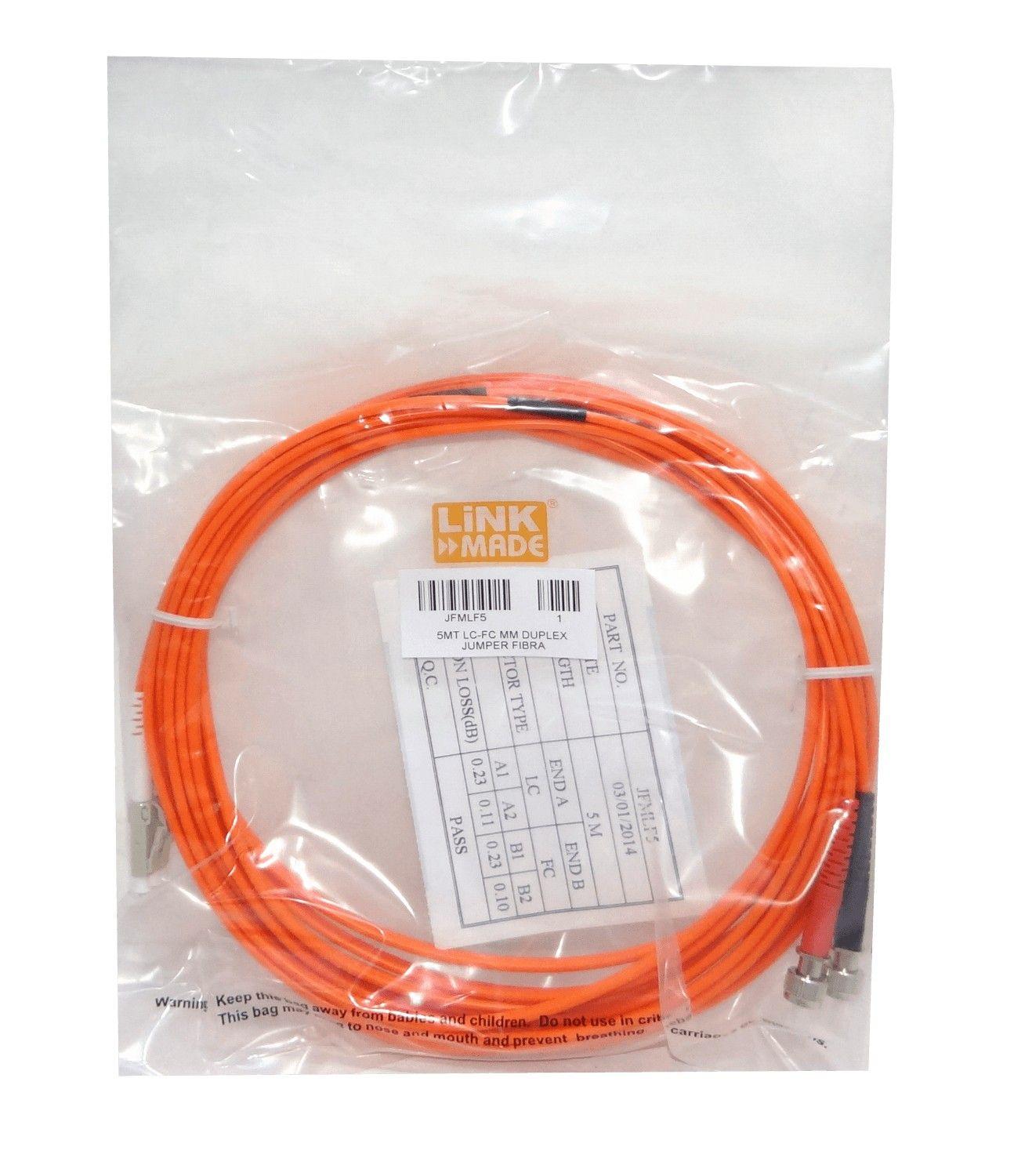 Jumper de fibra óptica LC-FC OM1 multimodo 5 m 62,5/125 um LSZH-4