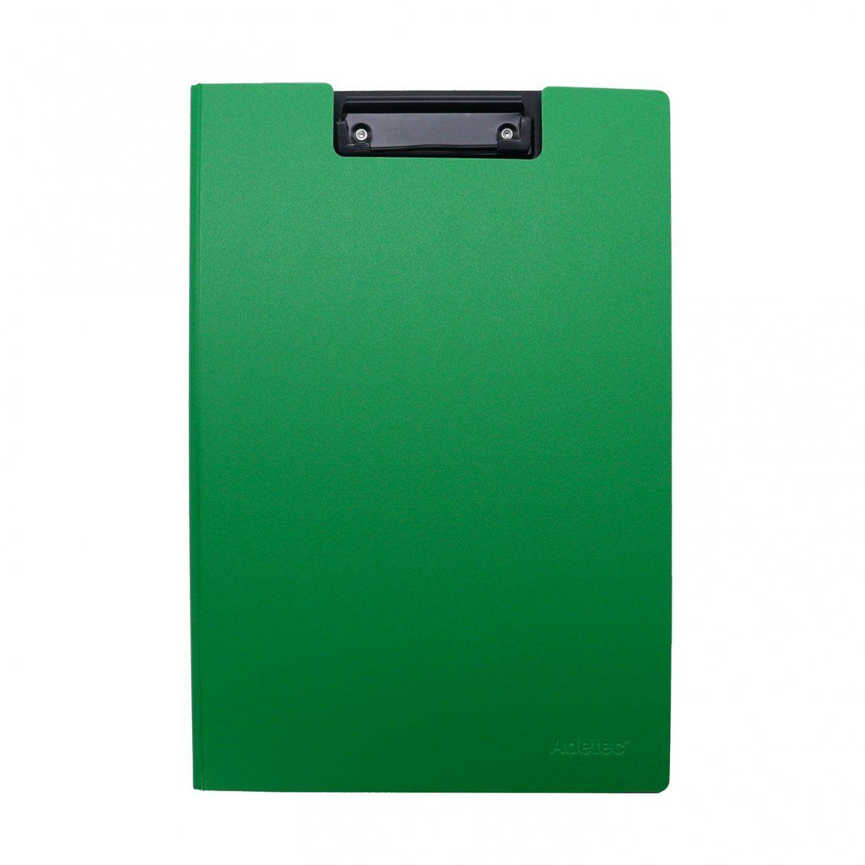 Tabla Apretapapel Adetec Doble con pinza metálica y bolsillo interior verde-1