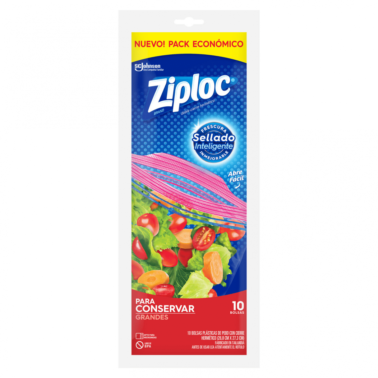 Bolsas herméticas Ziploc 26,8x27,3 cm paquete de 10 unidades-1