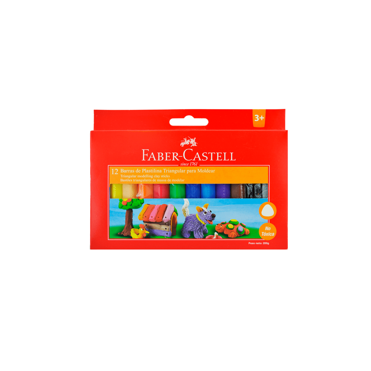 Plasticina Faber Castell Jumbo Triangular 12 colores surtidos-0