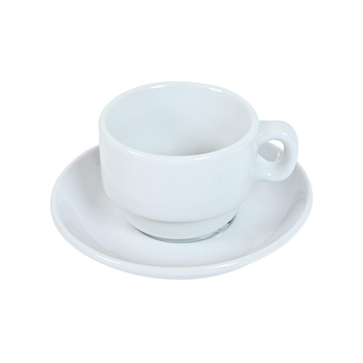 Taza con platillo Wellington Elegant porcelana blanca-0