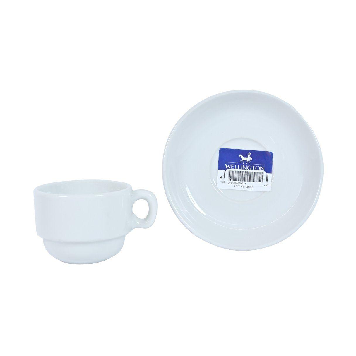 Taza con platillo Wellington Elegant porcelana blanca-2