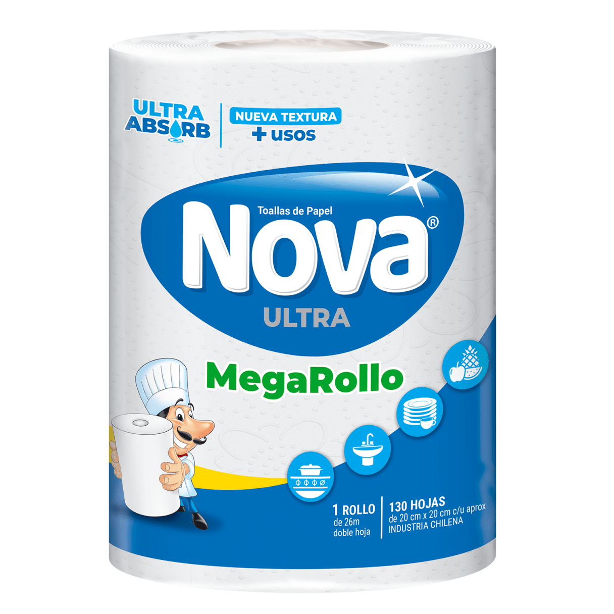 Toalla de papel Nova Ultra Megarollo 1 rollo 26 m doble hoja-0