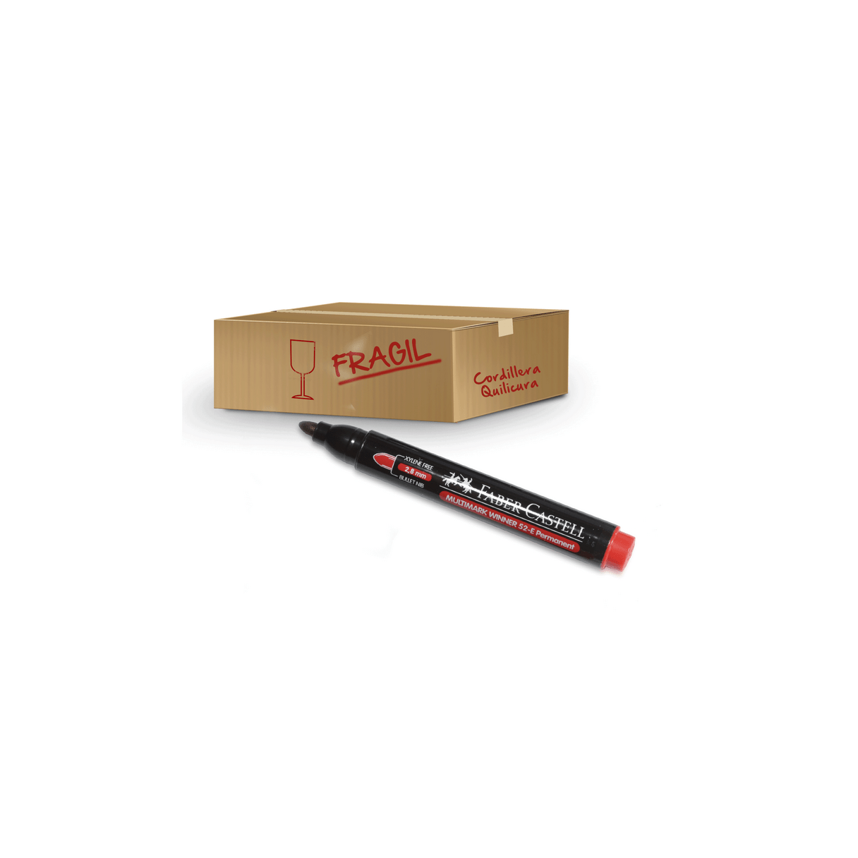 Marcador permanente Faber Castell 54 punta biselada rojo-2