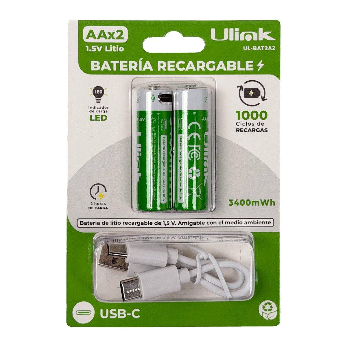 Batería recargable Ulink AA 3400 Wh USB-C 1,5 V Li-ion-4