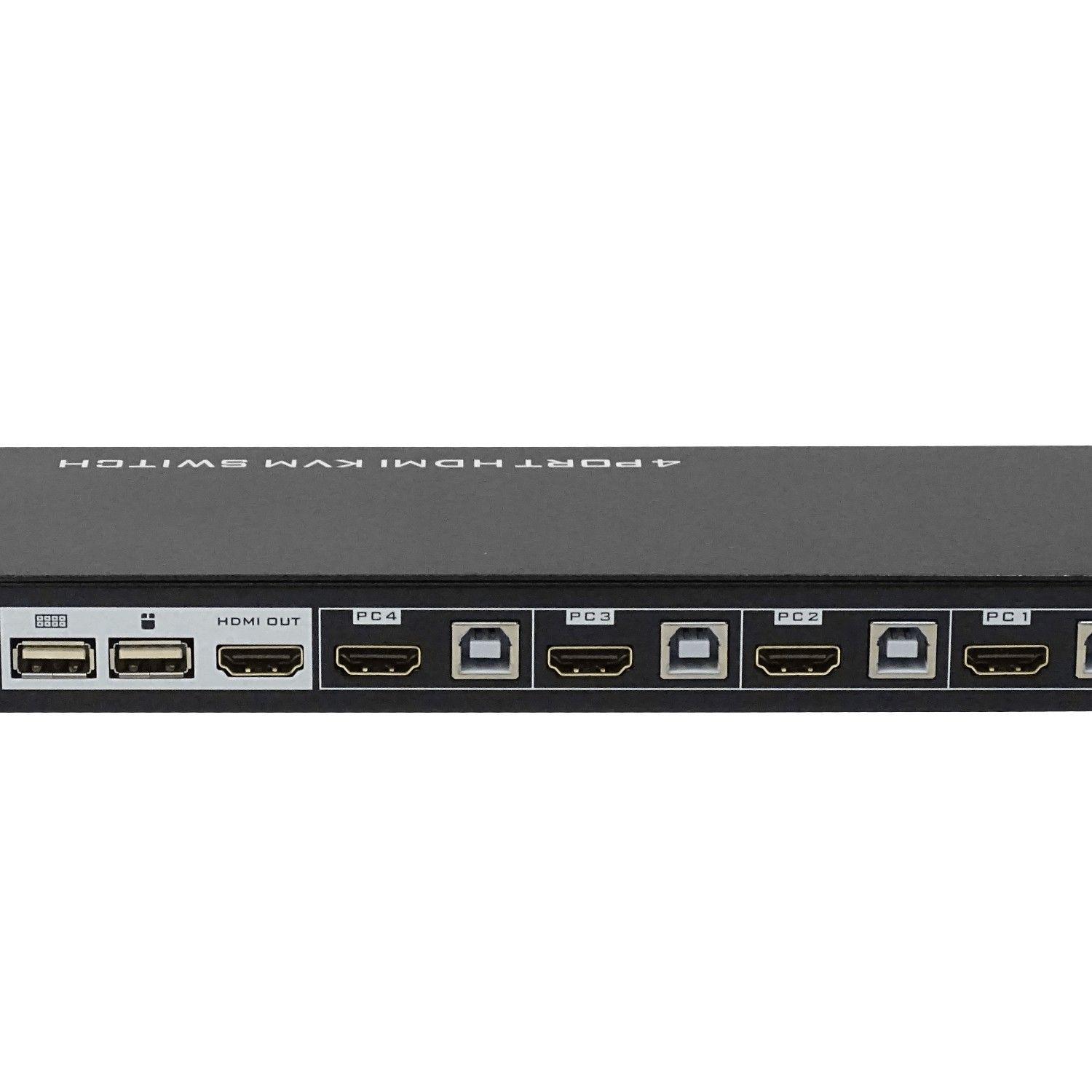 KVM 4 HDMI USB-C incluye cables 2 USB 2.0-2