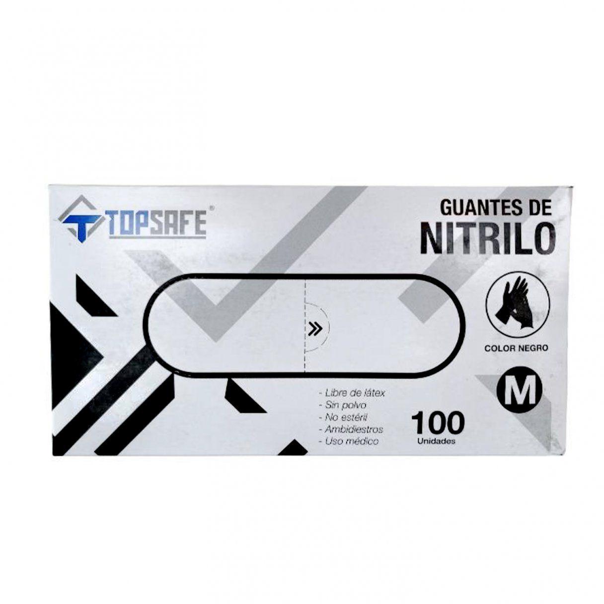 Guantes de nitrilo TopSafe examinación sin polvo talla M 100 unidades negro-0